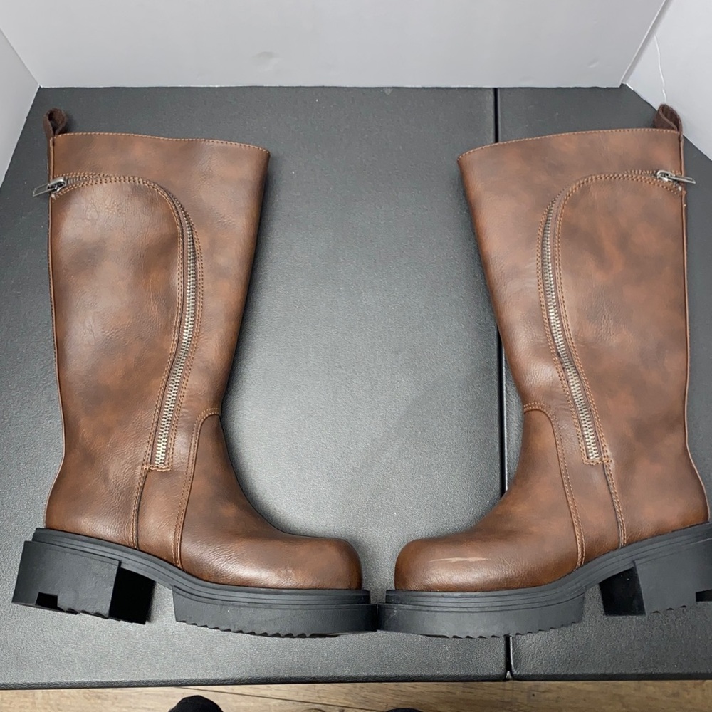 NWOB Dolls Kill Current Mood Brown Platform Boots- SZ 8 - Picture 8 of 9